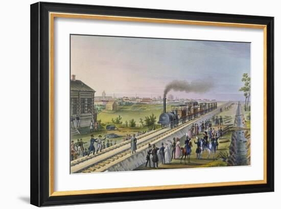 Opening of the First Railway Line from St. Petersburg to Pavlovsk in 1837-null-Framed Giclee Print