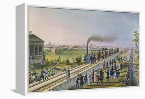 Opening of the First Railway Line from St. Petersburg to Pavlovsk in 1837-null-Framed Premier Image Canvas