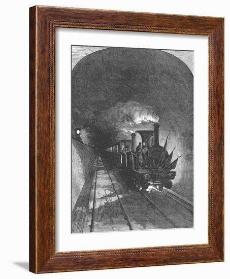 Opening of the Mont Cenis Railway Tunnel Linking France and Switzerland, 1871-null-Framed Giclee Print