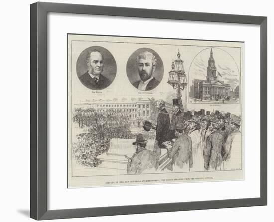Opening of the New Townhall at Birkenhead, the Mayor Speaking from the Balcony Outside-Frank Watkins-Framed Giclee Print