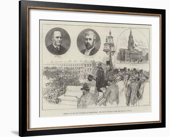 Opening of the New Townhall at Birkenhead, the Mayor Speaking from the Balcony Outside-Frank Watkins-Framed Giclee Print