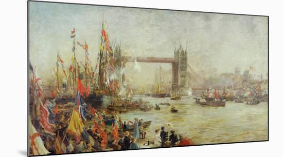 Opening Of Tower Bridge-William Lionel Wyllie-Mounted Premium Giclee Print