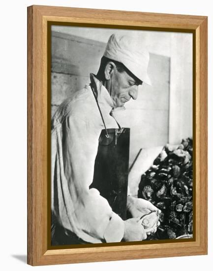 Opening Oysters 1930s-null-Framed Premier Image Canvas