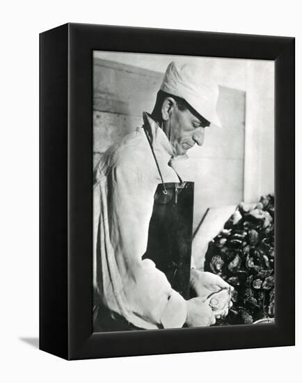 Opening Oysters 1930s-null-Framed Premier Image Canvas