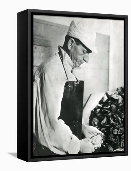 Opening Oysters 1930s-null-Framed Premier Image Canvas