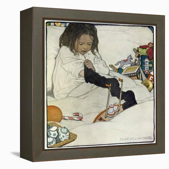 Opening the Christmas Stocking, 1902-Jessie Willcox-Smith-Framed Premier Image Canvas