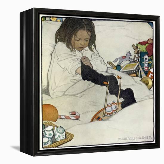 Opening the Christmas Stocking, 1902-Jessie Willcox-Smith-Framed Premier Image Canvas