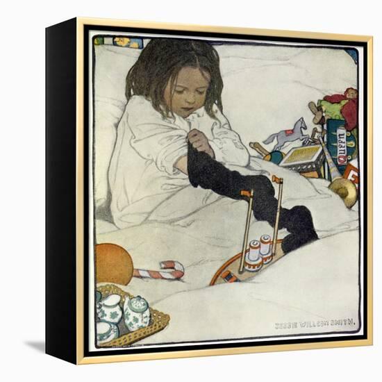 Opening the Christmas Stocking, 1902-Jessie Willcox-Smith-Framed Premier Image Canvas