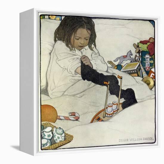 Opening the Christmas Stocking, 1902-Jessie Willcox-Smith-Framed Premier Image Canvas