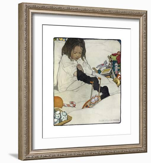 Opening the Christmas Stocking-Jessie Willcox-Smith-Framed Premium Giclee Print