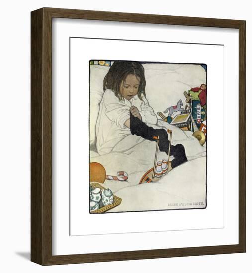 Opening the Christmas Stocking-Jessie Willcox-Smith-Framed Premium Giclee Print