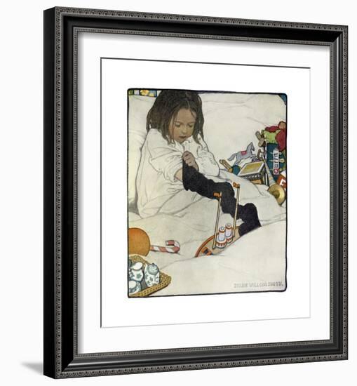 Opening the Christmas Stocking-Jessie Willcox-Smith-Framed Premium Giclee Print