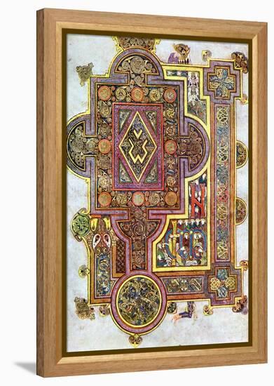 Opening Words of St Luke's Gospel Quoniam from the Book of Kells, C800-null-Framed Premier Image Canvas