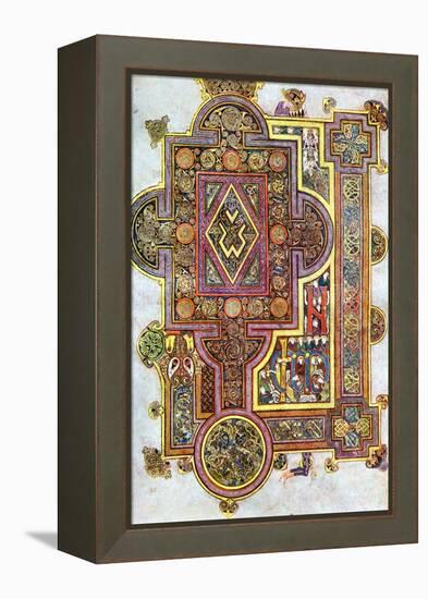 Opening Words of St Luke's Gospel Quoniam from the Book of Kells, C800-null-Framed Premier Image Canvas