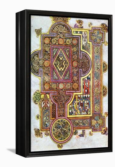 Opening Words of St Luke's Gospel Quoniam from the Book of Kells, C800-null-Framed Premier Image Canvas