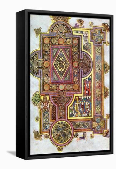 Opening Words of St Luke's Gospel Quoniam from the Book of Kells, C800-null-Framed Premier Image Canvas