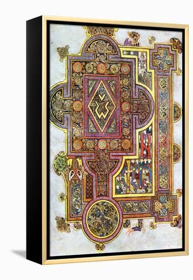 Opening Words of St Luke's Gospel Quoniam from the Book of Kells, C800-null-Framed Premier Image Canvas