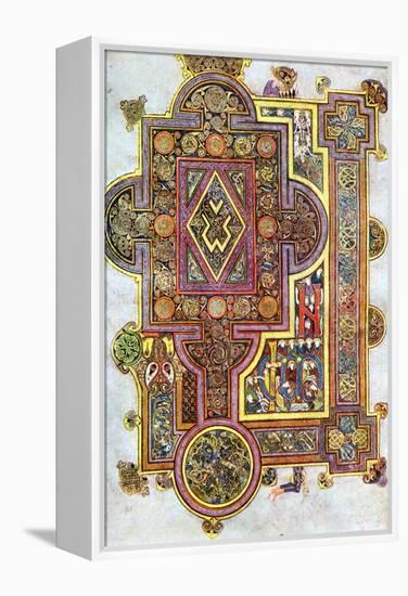 Opening Words of St Luke's Gospel Quoniam from the Book of Kells, C800-null-Framed Premier Image Canvas