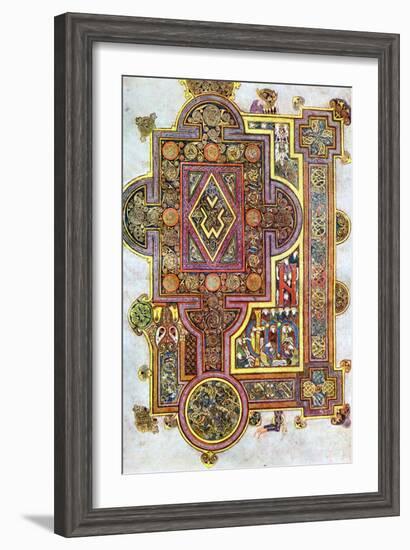 Opening Words of St Luke's Gospel Quoniam from the Book of Kells, C800-null-Framed Giclee Print