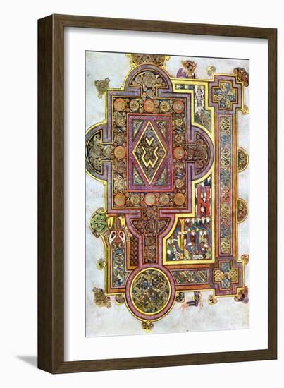 Opening Words of St Luke's Gospel Quoniam from the Book of Kells, C800-null-Framed Giclee Print