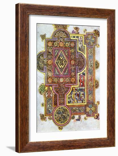 Opening Words of St Luke's Gospel Quoniam from the Book of Kells, C800-null-Framed Giclee Print