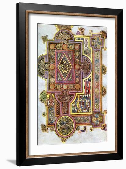 Opening Words of St Luke's Gospel Quoniam from the Book of Kells, C800-null-Framed Giclee Print