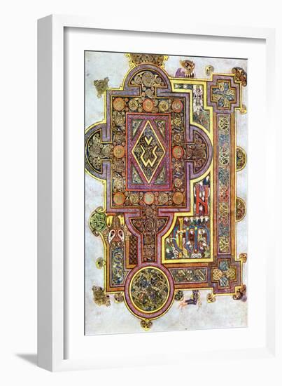 Opening Words of St Luke's Gospel Quoniam from the Book of Kells, C800-null-Framed Giclee Print