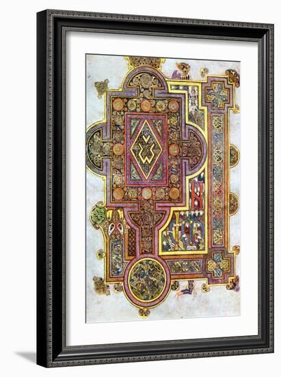 Opening Words of St Luke's Gospel Quoniam from the Book of Kells, C800-null-Framed Giclee Print