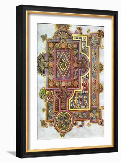 Opening Words of St Luke's Gospel Quoniam from the Book of Kells, C800-null-Framed Giclee Print