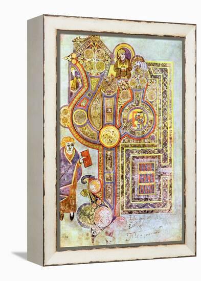 Opening Words of St Matthew's Gospel Liber Generationes, from the Book of Kells, C800-null-Framed Premier Image Canvas