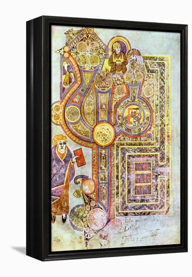 Opening Words of St Matthew's Gospel Liber Generationes, from the Book of Kells, C800-null-Framed Premier Image Canvas