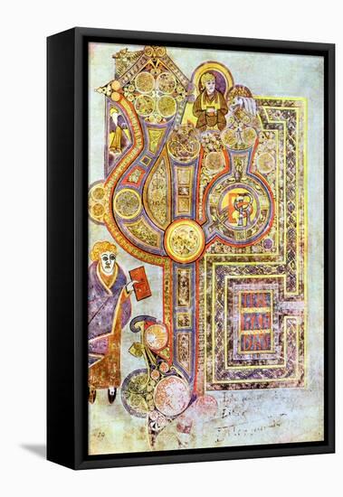 Opening Words of St Matthew's Gospel Liber Generationes, from the Book of Kells, C800-null-Framed Premier Image Canvas