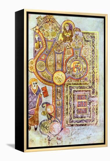 Opening Words of St Matthew's Gospel Liber Generationes, from the Book of Kells, C800-null-Framed Premier Image Canvas