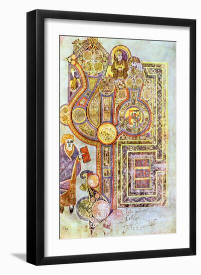 Opening Words of St Matthew's Gospel Liber Generationes, from the Book of Kells, C800-null-Framed Premium Giclee Print