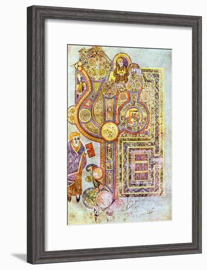 Opening Words of St Matthew's Gospel Liber Generationes, from the Book of Kells, C800-null-Framed Giclee Print