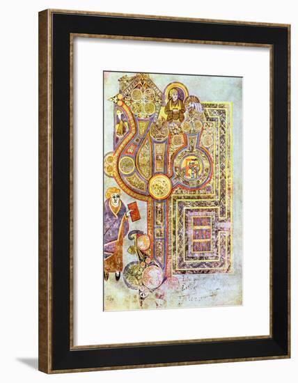 Opening Words of St Matthew's Gospel Liber Generationes, from the Book of Kells, C800-null-Framed Giclee Print