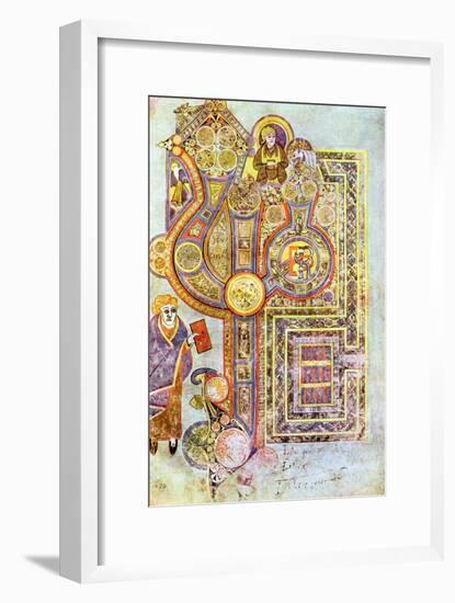 Opening Words of St Matthew's Gospel Liber Generationes, from the Book of Kells, C800-null-Framed Giclee Print