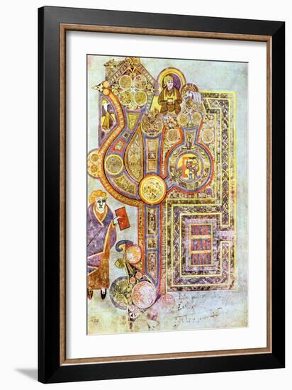 Opening Words of St Matthew's Gospel Liber Generationes, from the Book of Kells, C800-null-Framed Giclee Print