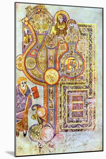 Opening Words of St Matthew's Gospel Liber Generationes, from the Book of Kells, C800-null-Mounted Giclee Print