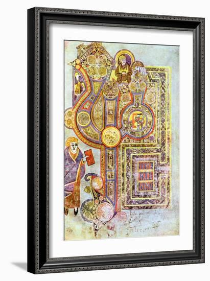 Opening Words of St Matthew's Gospel Liber Generationes, from the Book of Kells, C800-null-Framed Giclee Print