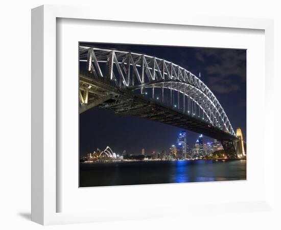 Opera House and Harbour Bridge at Night, Sydney, New South Wales, Australia, Pacific-Sergio Pitamitz-Framed Photographic Print