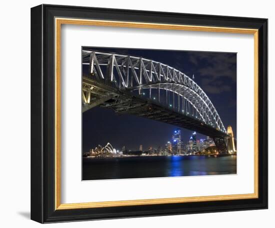 Opera House and Harbour Bridge at Night, Sydney, New South Wales, Australia, Pacific-Sergio Pitamitz-Framed Photographic Print