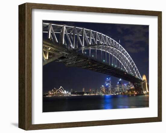 Opera House and Harbour Bridge at Night, Sydney, New South Wales, Australia, Pacific-Sergio Pitamitz-Framed Photographic Print