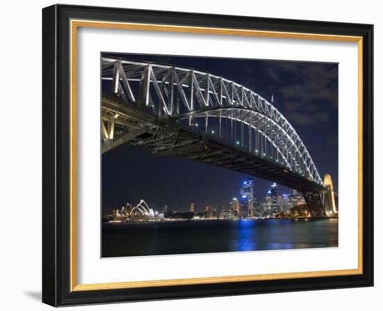 Opera House and Harbour Bridge at Night, Sydney, New South Wales, Australia, Pacific-Sergio Pitamitz-Framed Photographic Print