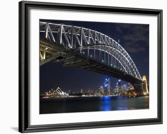 Opera House and Harbour Bridge at Night, Sydney, New South Wales, Australia, Pacific-Sergio Pitamitz-Framed Photographic Print