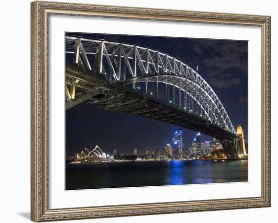 Opera House and Harbour Bridge at Night, Sydney, New South Wales, Australia, Pacific-Sergio Pitamitz-Framed Photographic Print