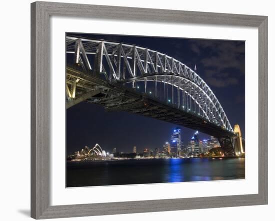 Opera House and Harbour Bridge at Night, Sydney, New South Wales, Australia, Pacific-Sergio Pitamitz-Framed Photographic Print