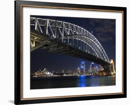 Opera House and Harbour Bridge at Night, Sydney, New South Wales, Australia, Pacific-Sergio Pitamitz-Framed Photographic Print