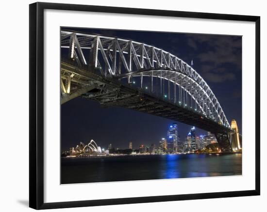 Opera House and Harbour Bridge at Night, Sydney, New South Wales, Australia, Pacific-Sergio Pitamitz-Framed Photographic Print