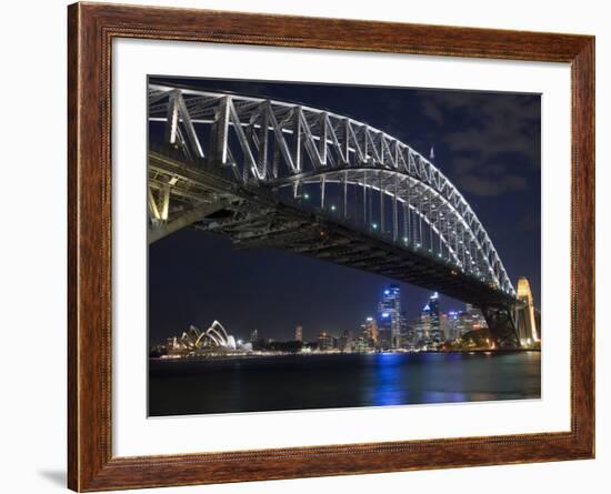 Opera House and Harbour Bridge at Night, Sydney, New South Wales, Australia, Pacific-Sergio Pitamitz-Framed Photographic Print